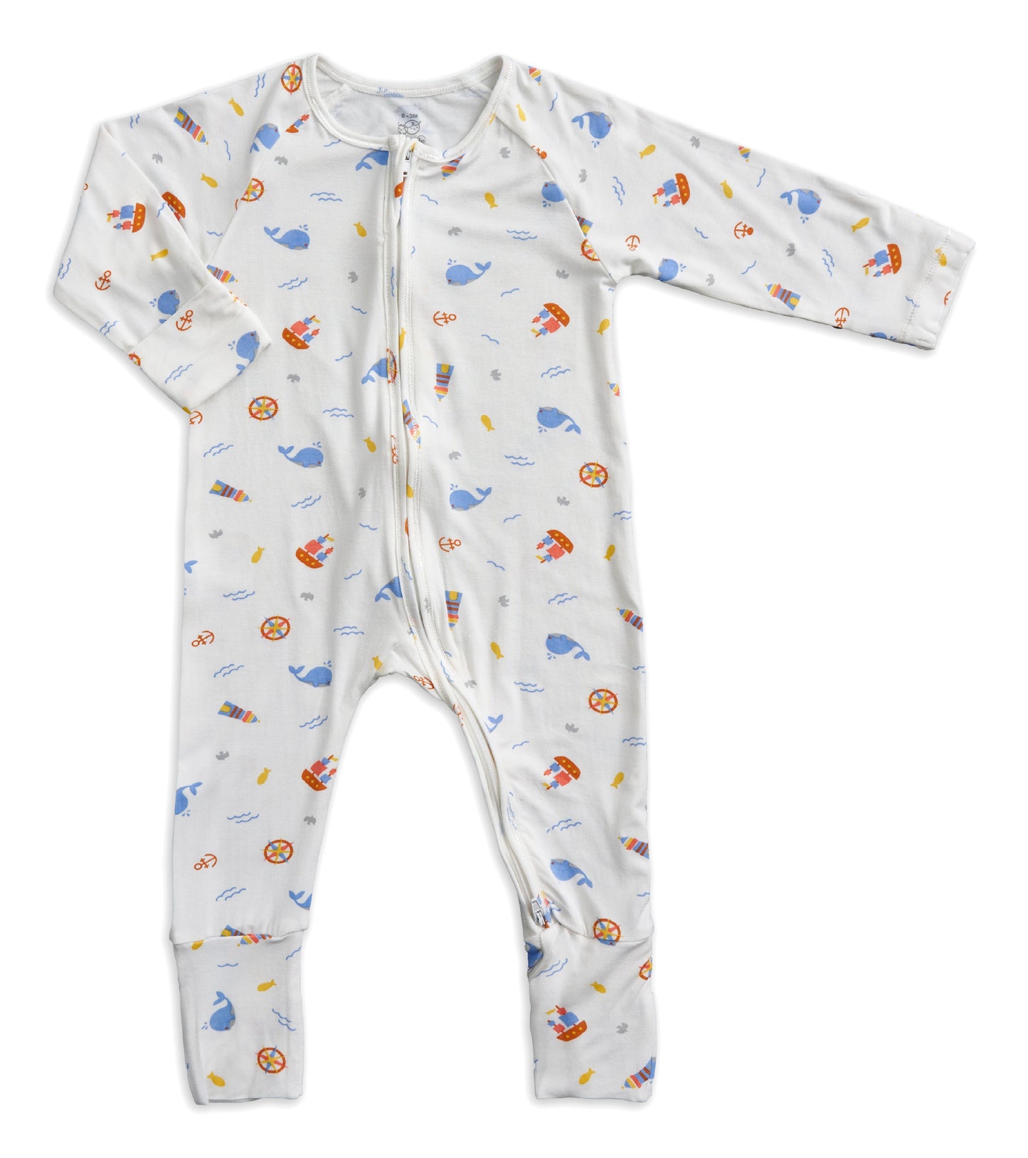 Baby Long-sleeved Zipper Sleepsuit (Foldable Mittens & Footies)