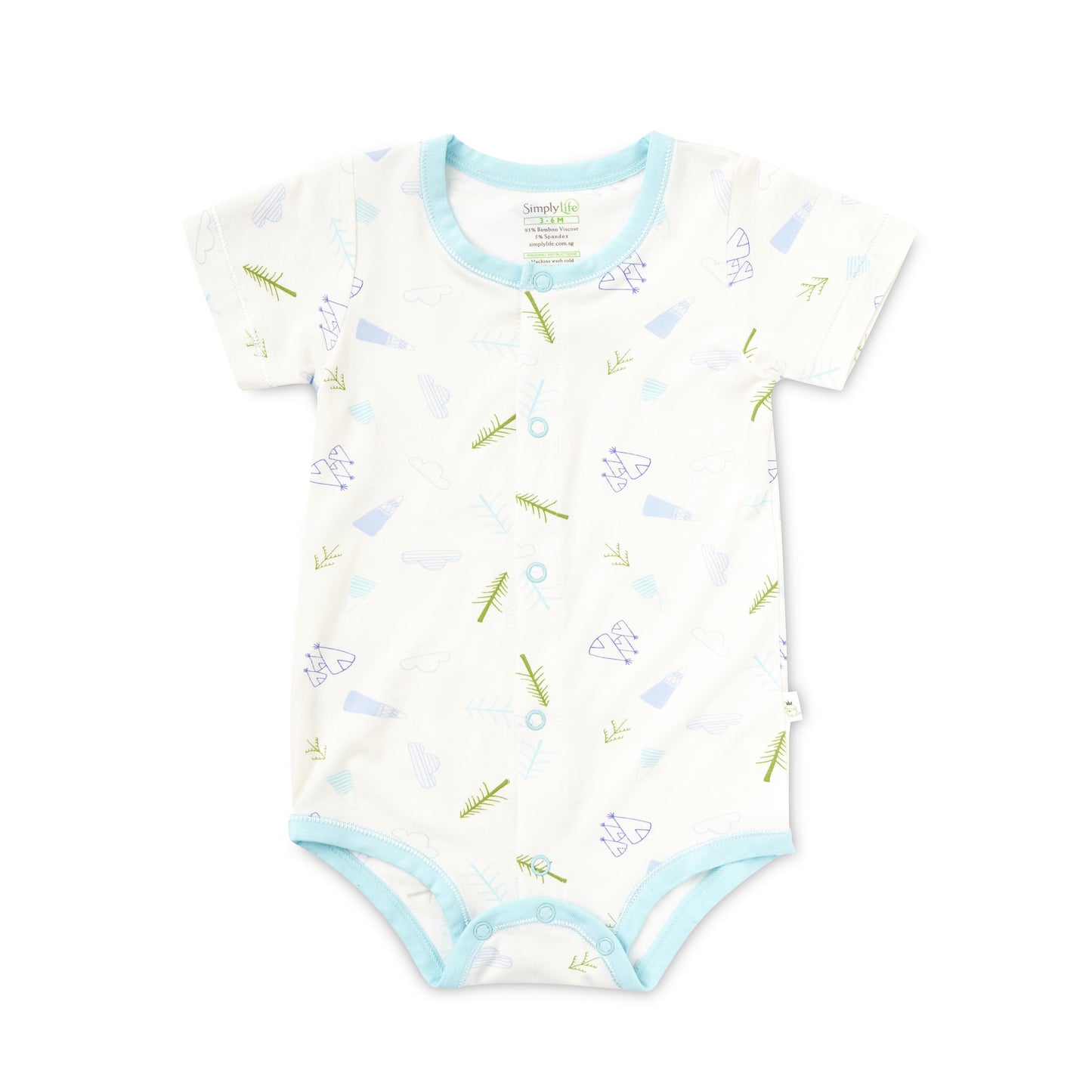Short-sleeved Baby Bamboo Creeper (Front Buttons)
