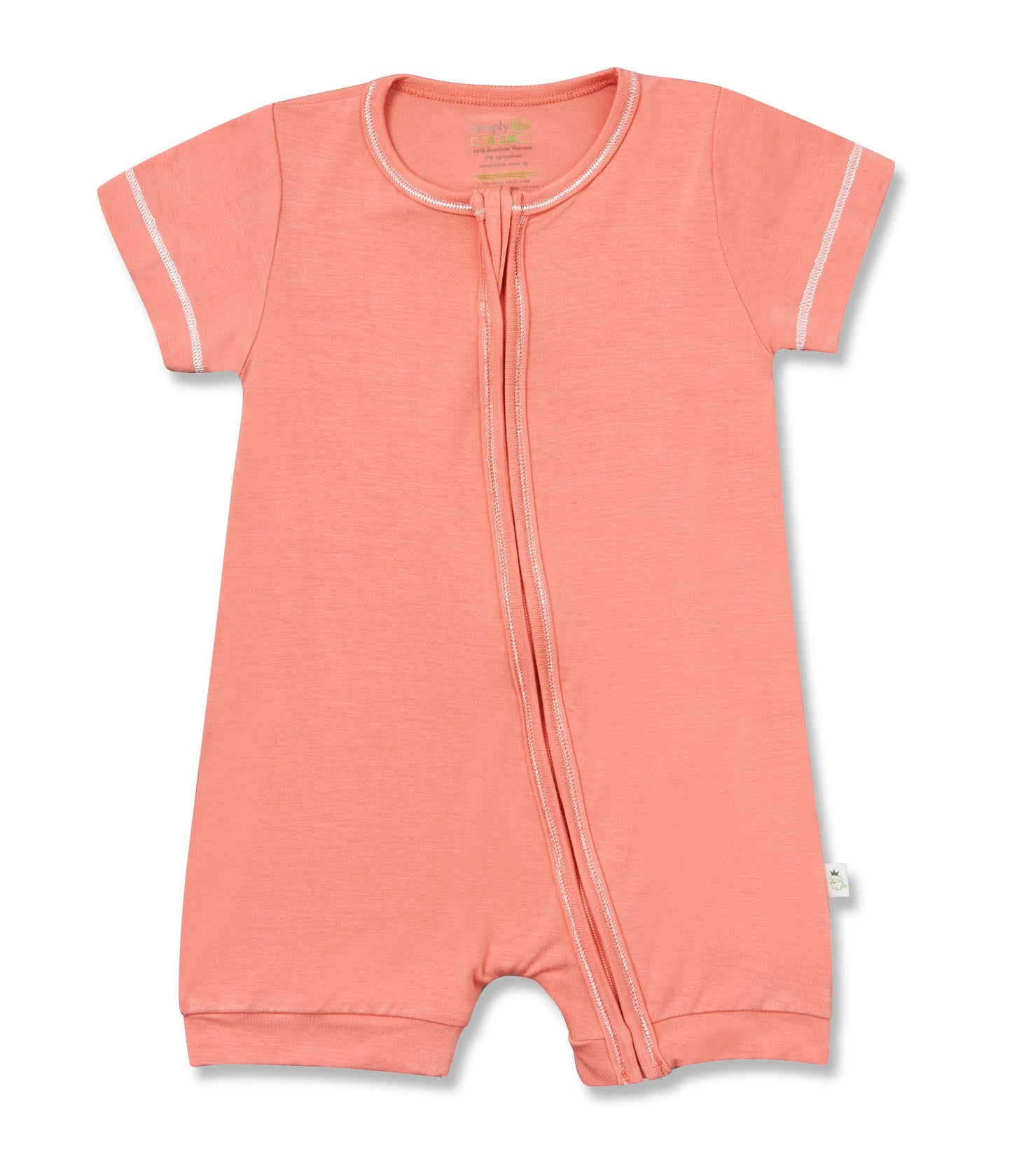 Coral - Baby Bamboo Shortall (Zipper)