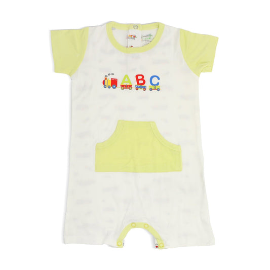 ABC Train - Short-sleeved Shortall with Front Pockets by simplylifebaby