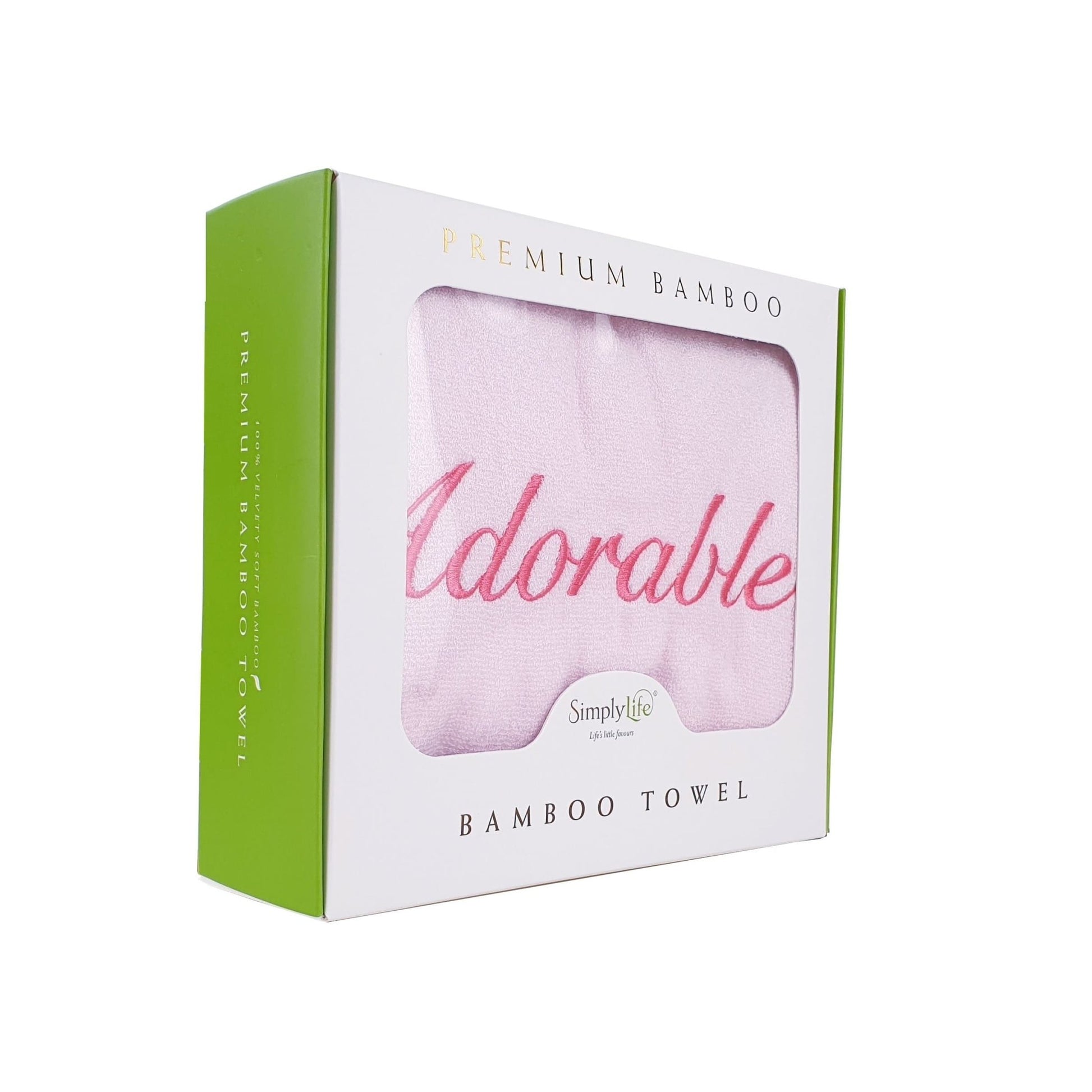 Adorable - Embroidered Premium Bamboo Towel (120x60 cm), Pink - Simply Life