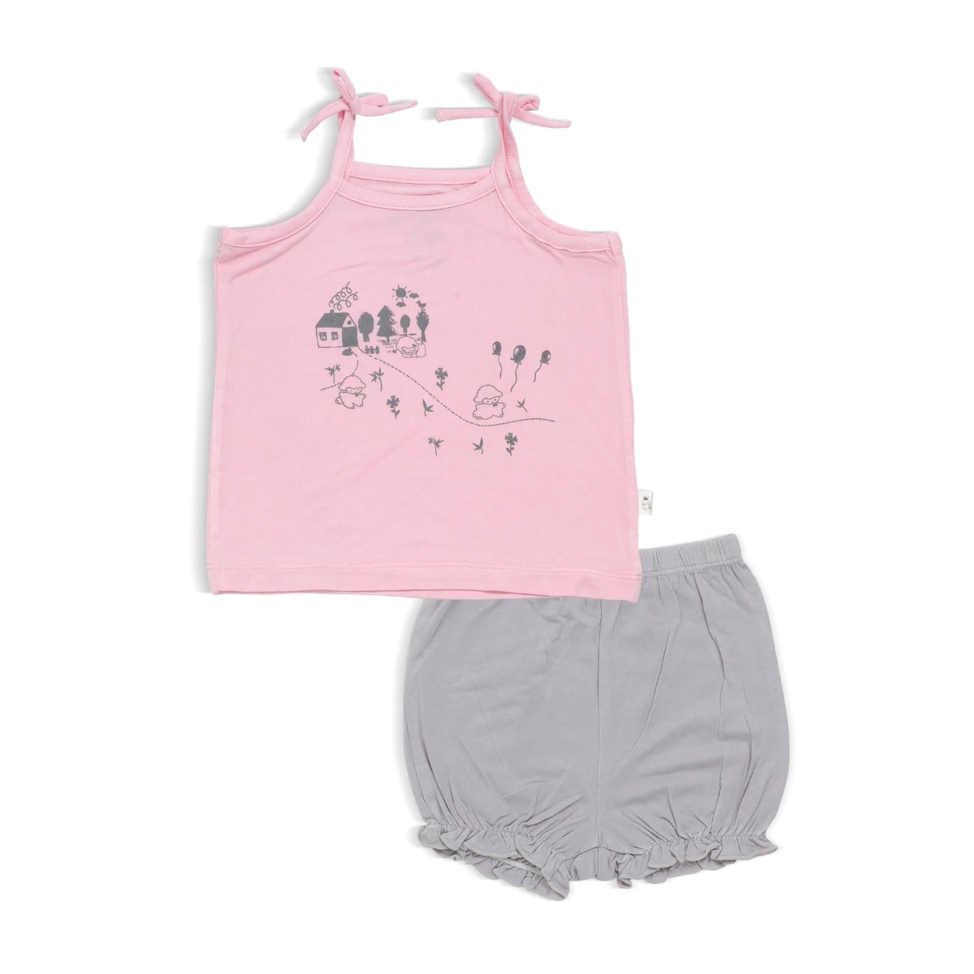 Adorable Lamb - Blouse with Spaghetti Tie & Bloomer Shorts (2-pc Set) by simplylifebaby