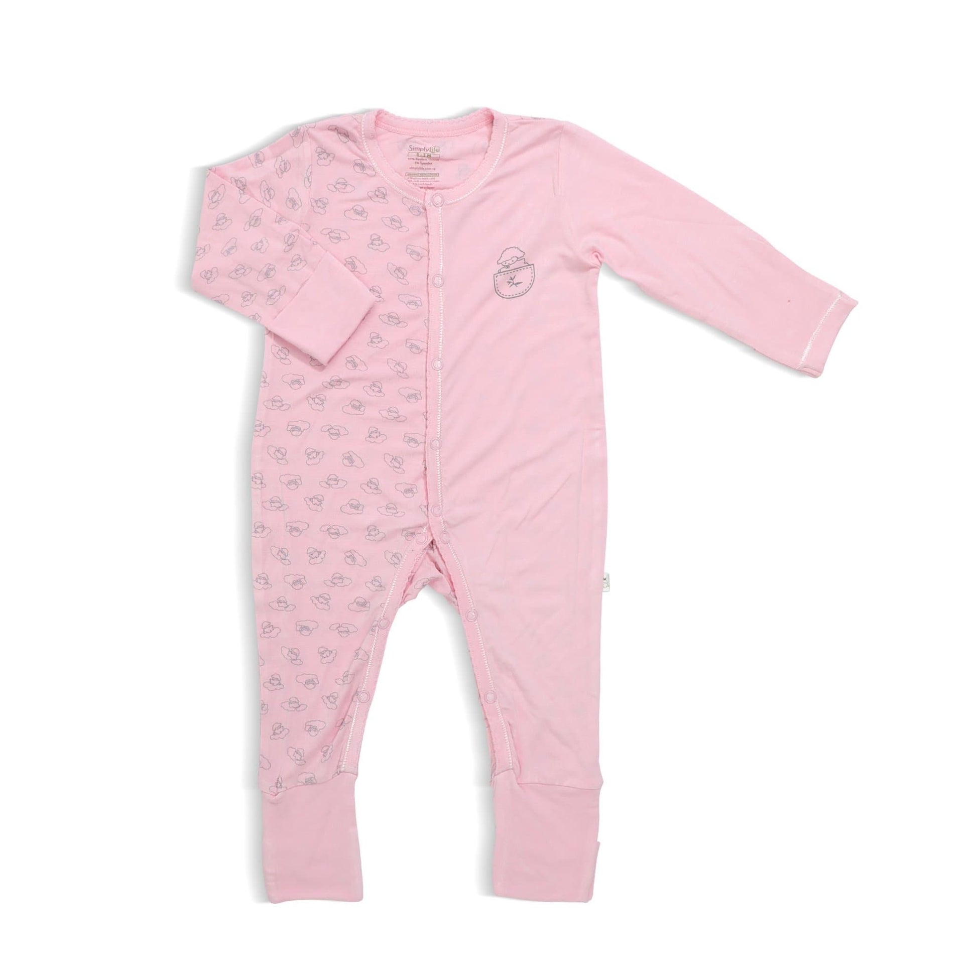 Adorable Lamb - Long-sleeved Button Sleepsuit with Folded Mittens & Footie by simplylifebaby