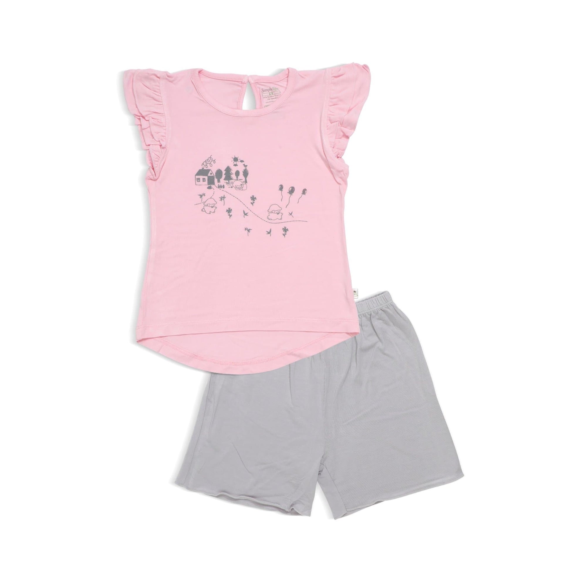 Adorable Lamb - Shorts & Tee with Cap-sleeves Set by simplylifebaby