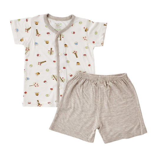 Short Sleeved Button Vest with Shorts Set