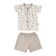 Button Vest with Shorts Set (Short Sleeve) — Apples (Khaki)