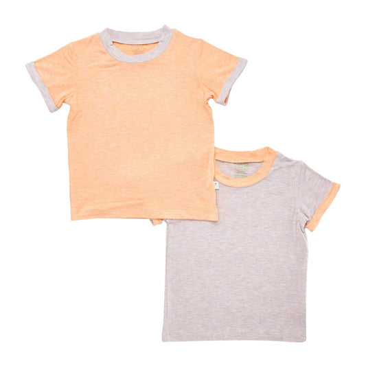 Kids Basic Tee (Folded Sleeves) (Pack of 2) - Orange / Khaki