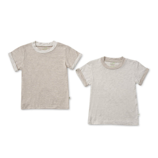 Kids Basic Tee (Folded Sleeves) (Pack of 2) - Grey / Khaki