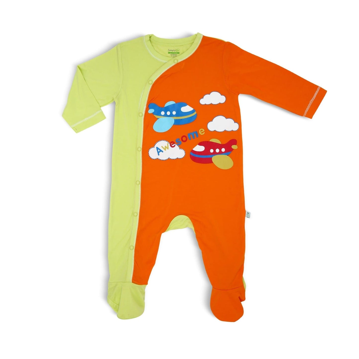 Boy Side Snap Button Sleepsuit with Footie and Spot Print (Aeroplane) by simplylifebaby