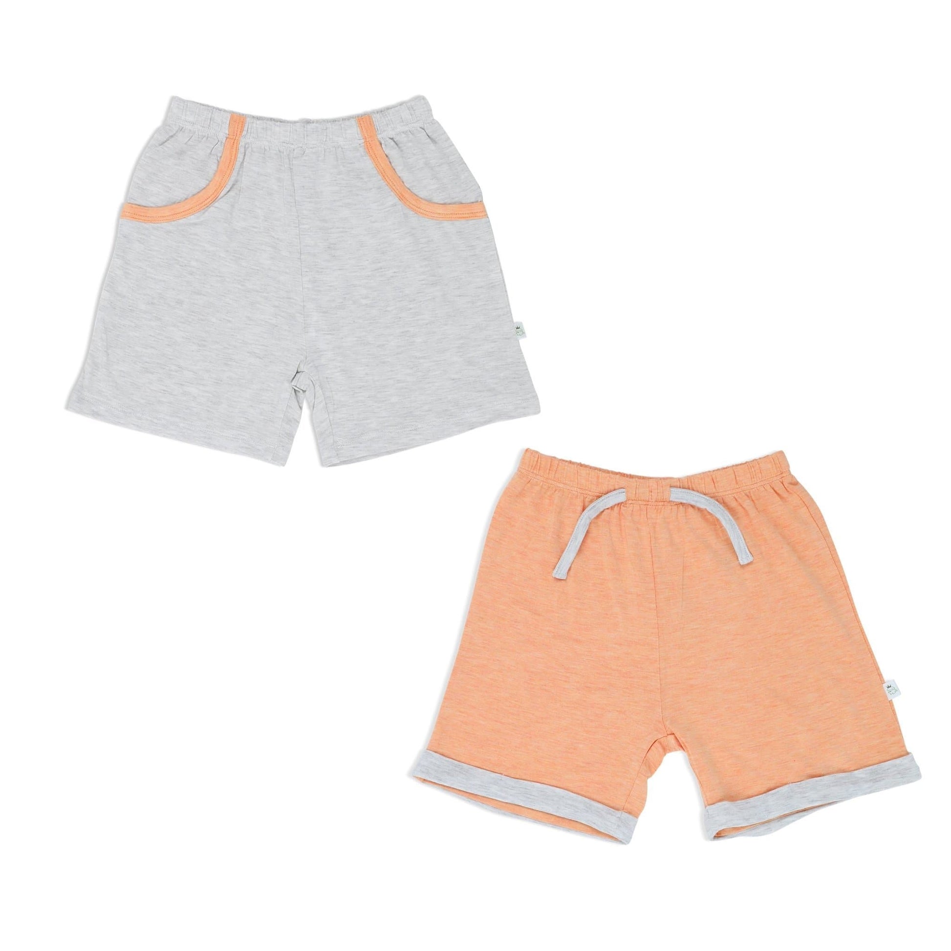 Boys - Shorts with Mocked Pocket/Drawstring (Sandwash Grey & Orange) - Simply Life