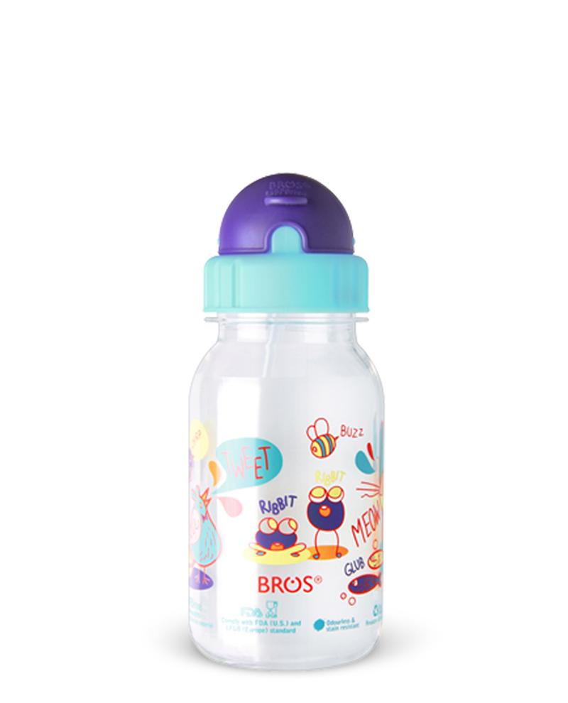 BROS - Crystal - 350ml Kids Water Bottle with Straw Lid