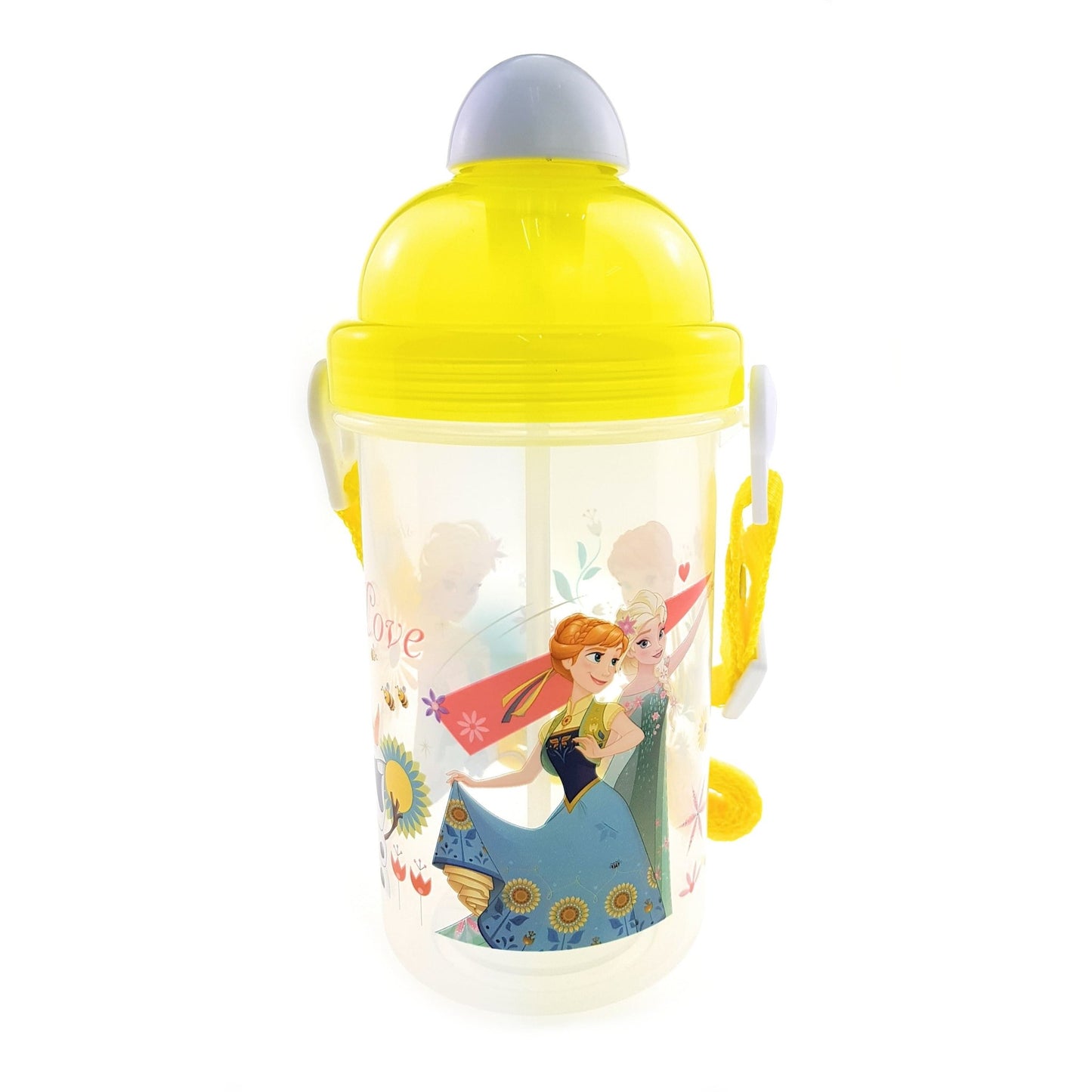 Disney Frozen - Soft Straw Canteen Water Bottle with Adjustable Strap (BPA-free), Yellow - Simply Life