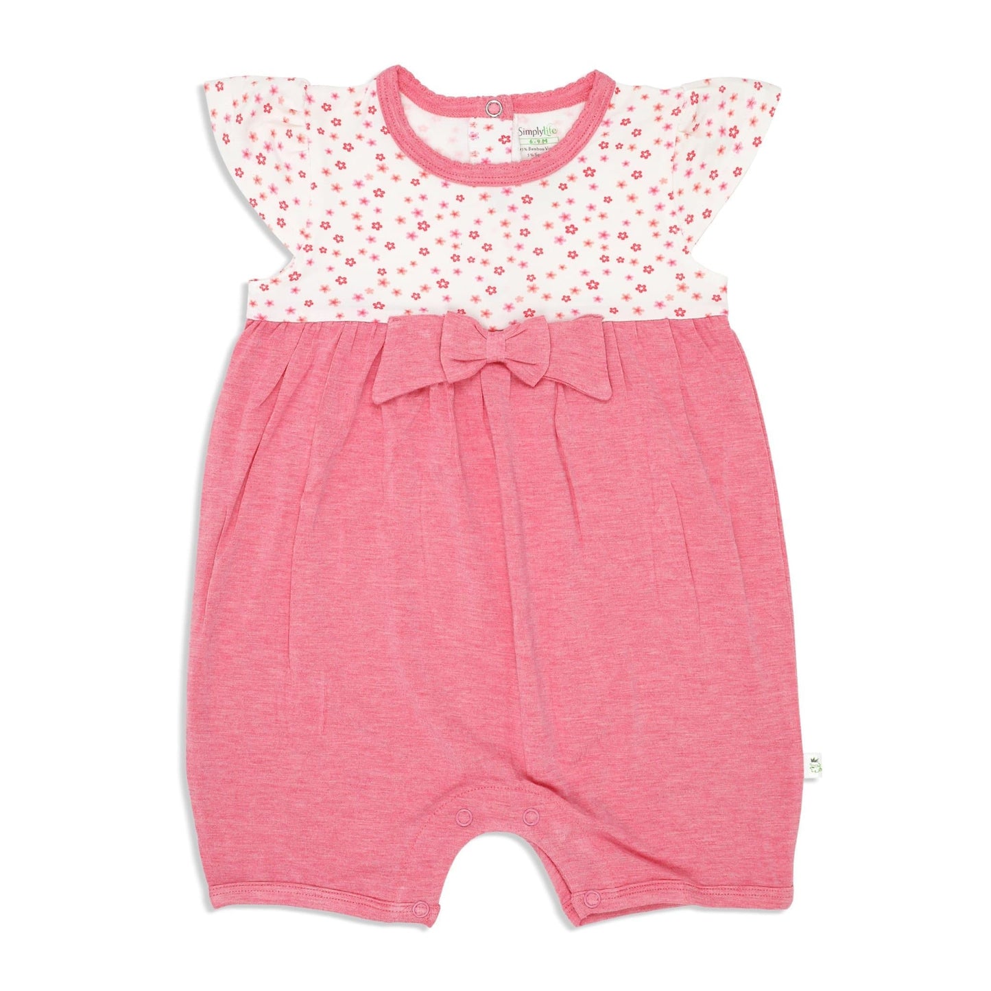 Floral - Shortall cap-sleeved with bow & puffed trims at neckline - Simply Life