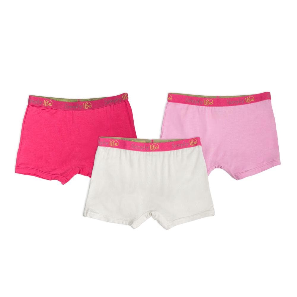 Girls Underwear Shortie (Jacquard Band) (Pack of 3) - Pink