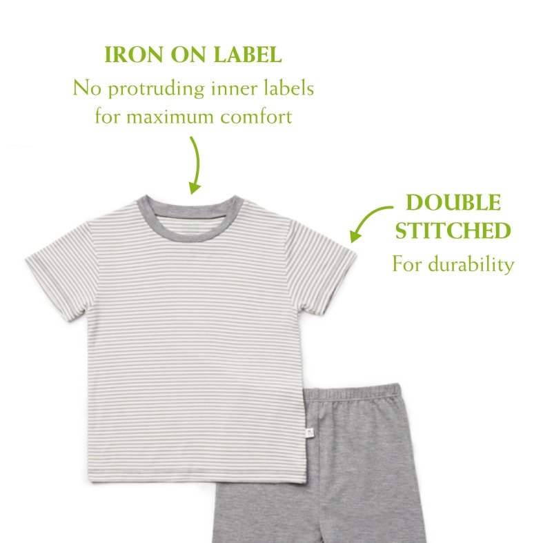 Grey Stripes - Short Sleeve Bamboo Pyjamas Set