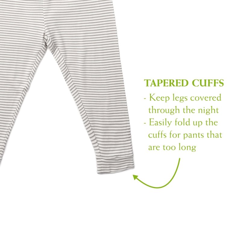 Grey Stripes - Short Sleeve Bamboo Pyjamas Set with Front Pocket