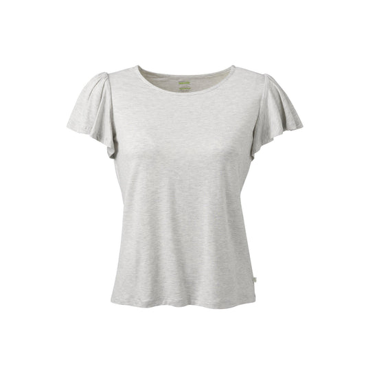 Ladies' Tee with Frilled Sleeves - Grey