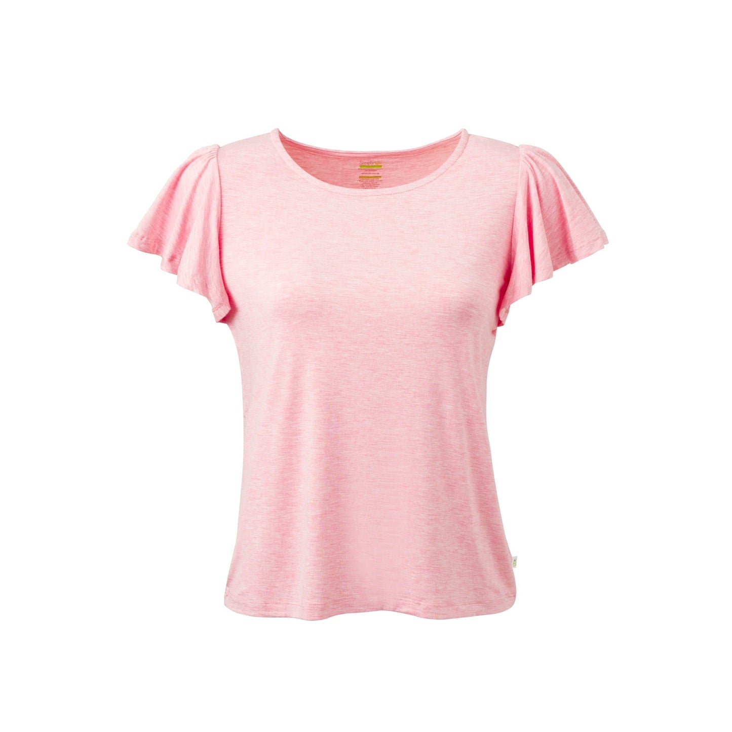 Ladies' Tee with Frilled Sleeves - Pink