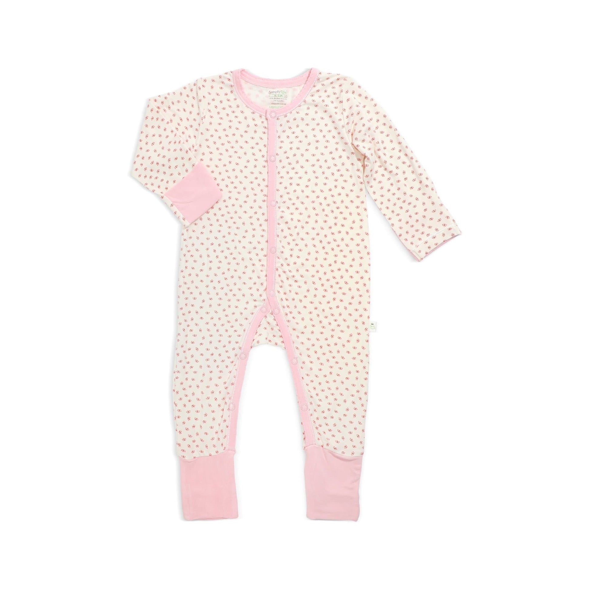 Lovely Butterflies - Long-sleeved Button Sleepsuit with Folded Mittens & Footie by simplylifebaby