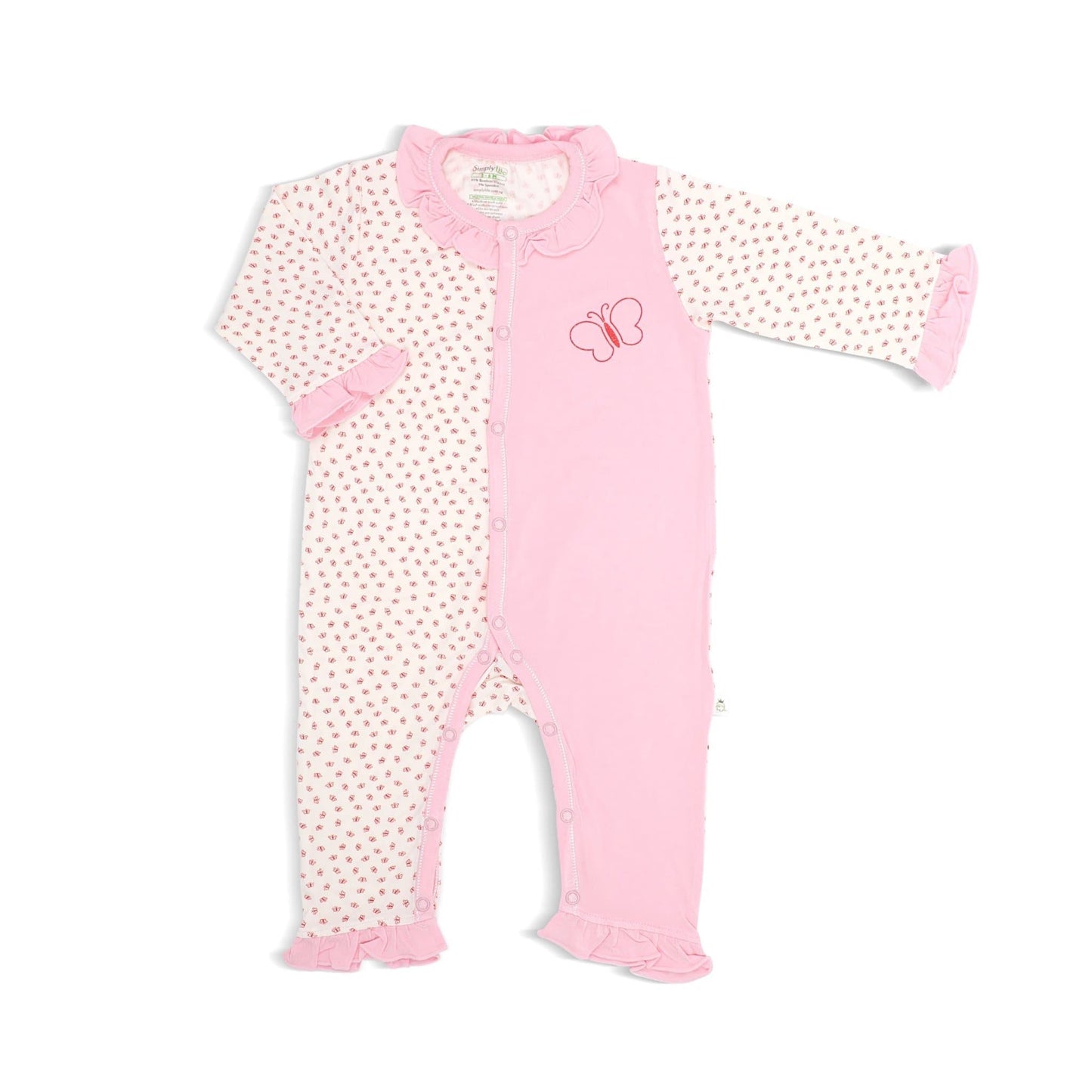 Lovely Butterflies - Long-sleeved Button Sleepsuit with Frills by simplylifebaby