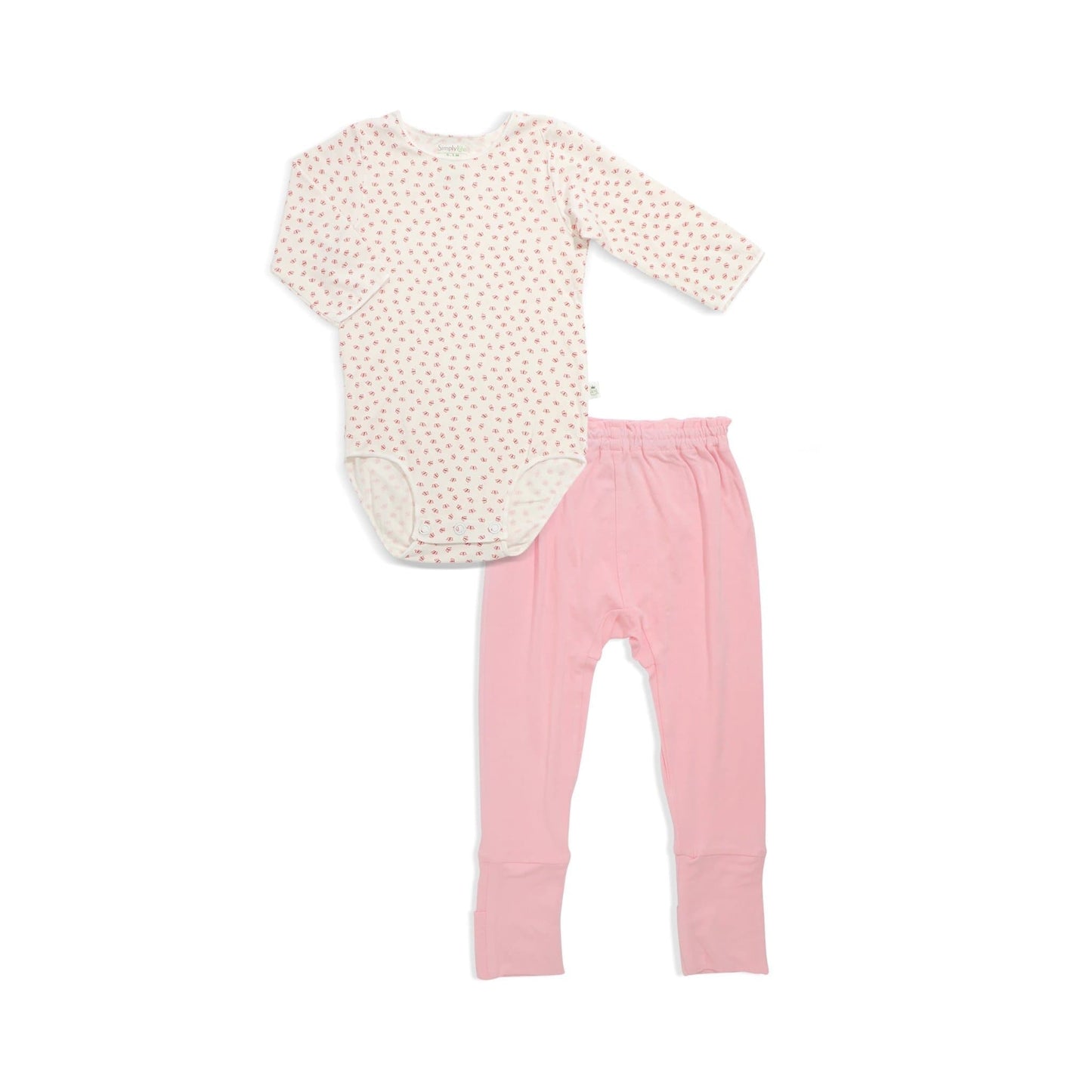 Long-sleeved Stretchy Romper with Footie Pants Set