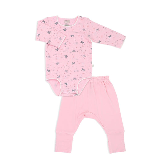 Ribbons - Long-sleeved Stretchy Romper with Foldable Footie Pants - Simply Life