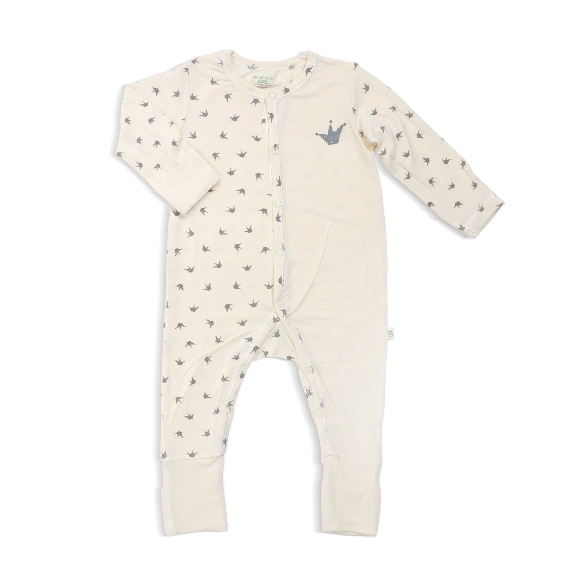 Royale - Long-sleeved Button Sleepsuit with Folded Mittens & Footie by simplylifebaby