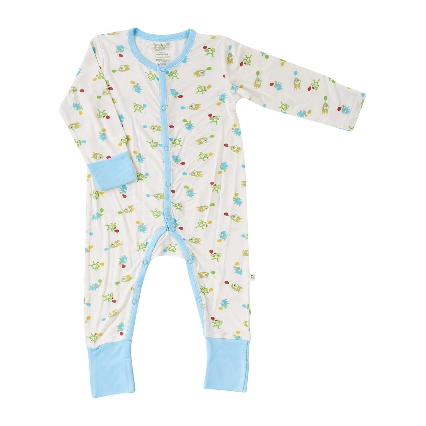 Baby Long-sleeved Button Sleepsuit (Foldable Mittens & Footies)