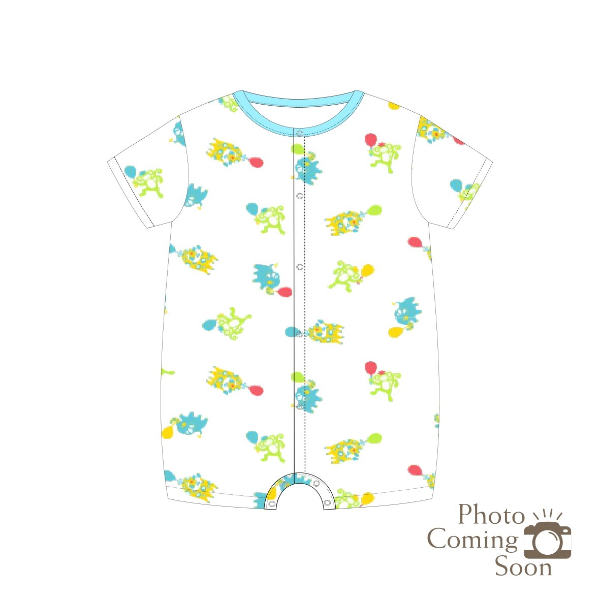 Safari - Short-sleeved Shortall with Front Buttons (Turquoise)