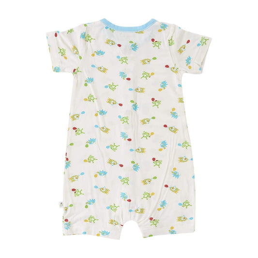 Safari - Short-sleeved Shortall with Front Buttons (Turquoise)