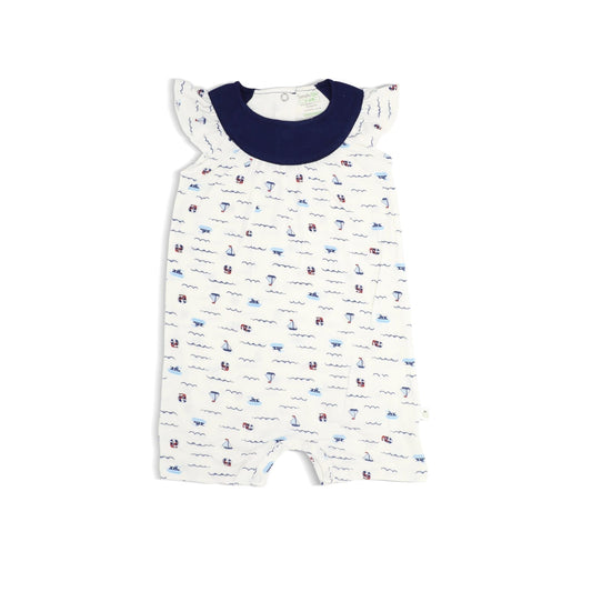 Sailing - Shortall with Frilled Sleeves and Spot Print by simplylifebaby