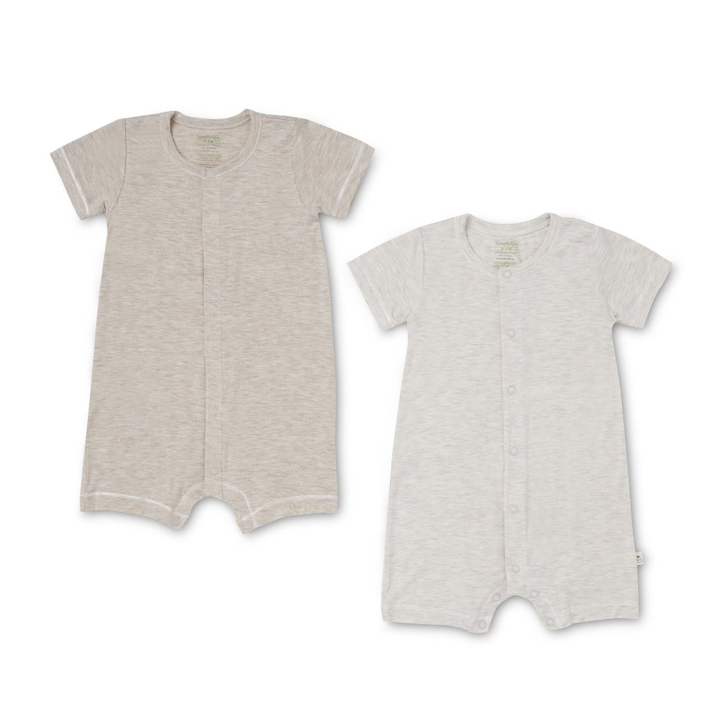 Sandwash Khaki and Grey - Short-sleeved Shortall with Front Snap Buttons (Value Pack of 2)