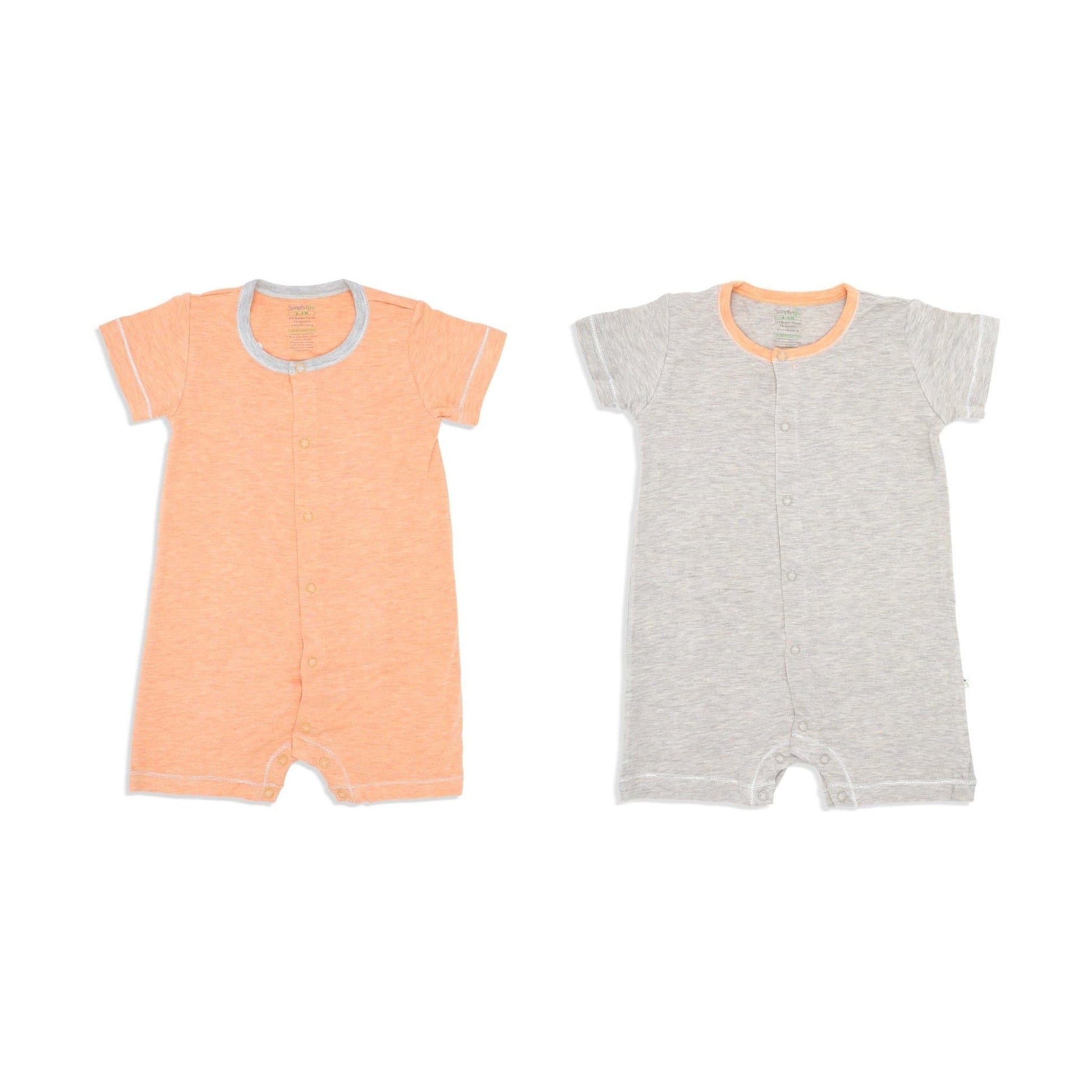 Sandwash Orange and Khaki - Short-sleeved Shortall with Front Buttons (Value Pack of 2) - Simply Life