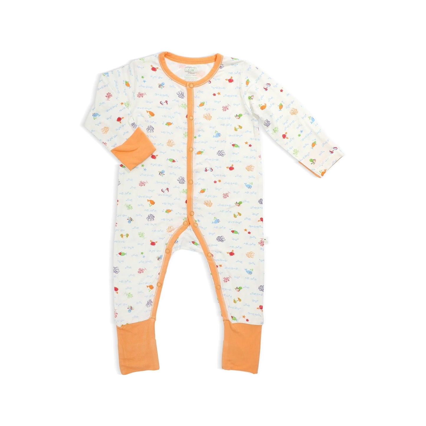 Sea World - Long-sleeved Button Sleepsuit with Folded Mittens & Footie by simplylifebaby