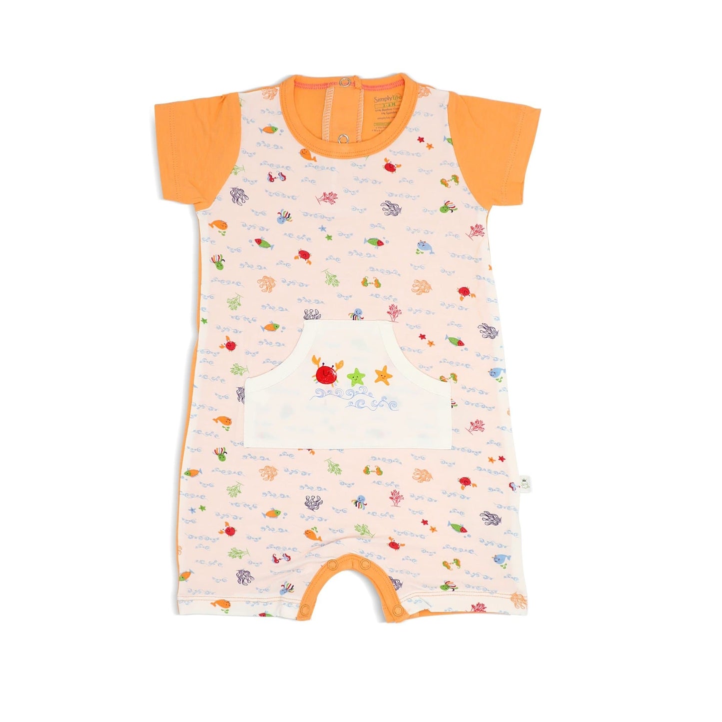 Sea World - Short-sleeved Shortall with Front Pockets by simplylifebaby