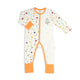 Button Sleepsuit (Long Sleeve, Spot Print) — Spaceships (Orange)