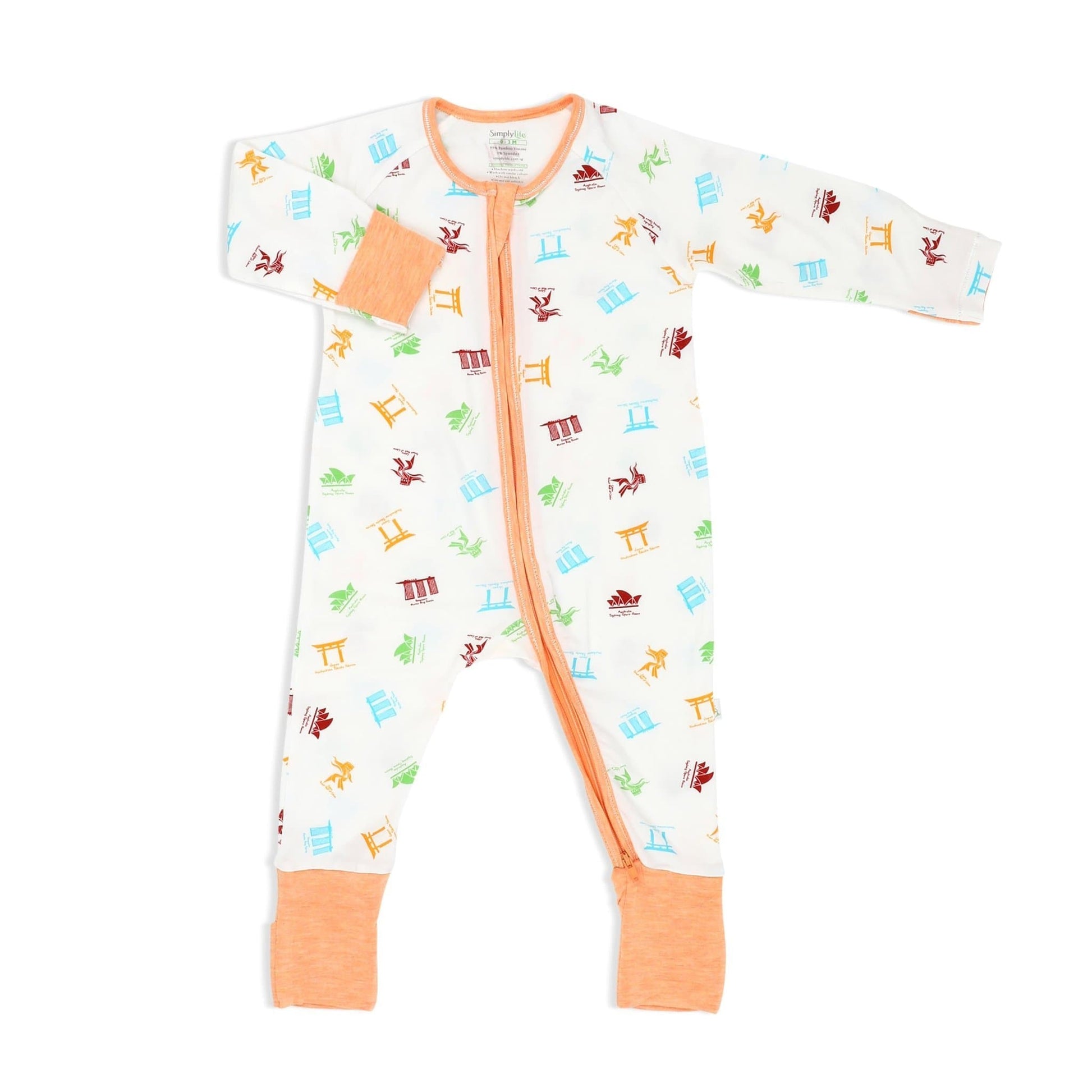 Travel - Long-sleeved Zipper Sleepsuit with Folded Mittens & Footie - Simply Life