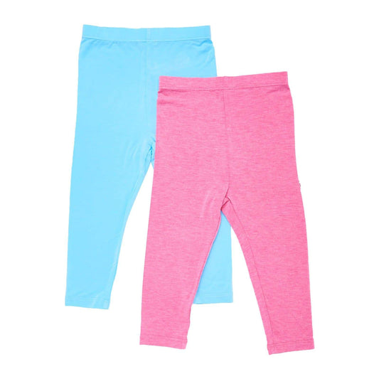 Turquoise & Sandwashed Pink- Girls' Basic Leggings (pack of 2) - Simply Life