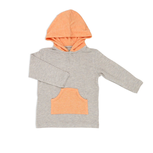 Unisex Hoodie with Pockets (Sandwash Khaki/Orange) - Simply Life